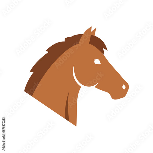Brown Horse Head Illustration Profile View.