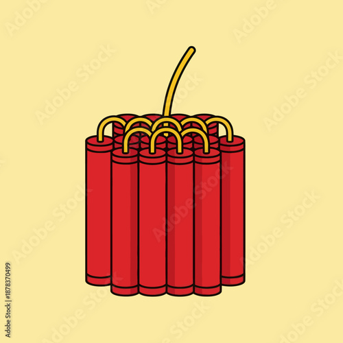 Dynamite Sticks with Fuse Burning Slowly.