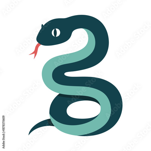Coiled Snake with Tongue Out Illustration.