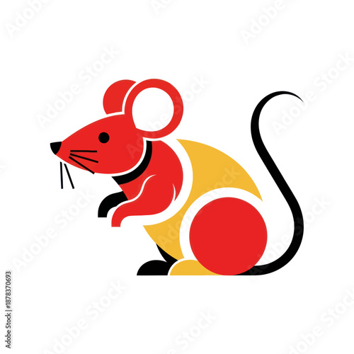 Red Mouse Cartoon Character Illustration.
