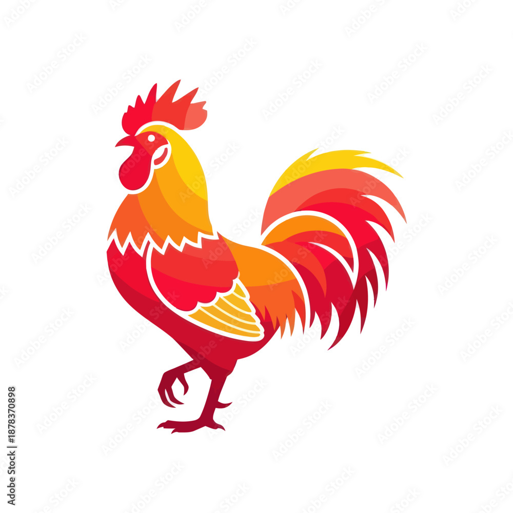 Fototapeta premium Colorful Rooster Illustration Standing Proudly.