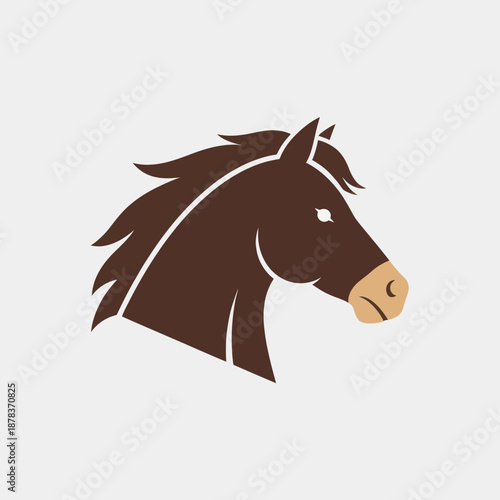 Brown Horse Head Illustration with Mane.