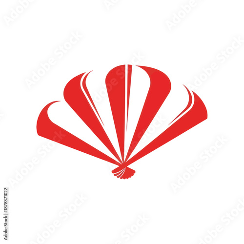 Red Parachute Icon Simple Design Element.