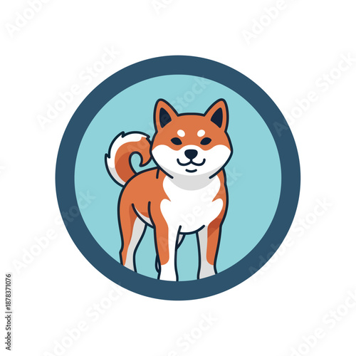 Shiba Inu Dog Cartoon Character Illustration.