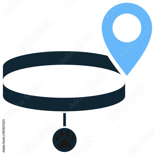 Pet gps tag icon vector for tracking apps. Ideal for locating lost dogs, smart collars, map navigation, animal safety security devices, and digital monitoring.