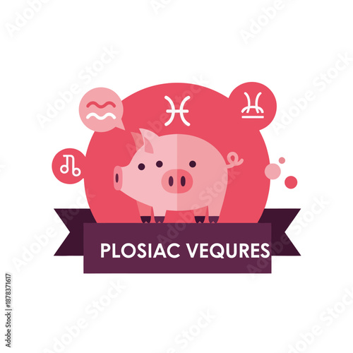 Pink Piggy Bank with Astrological Symbols.