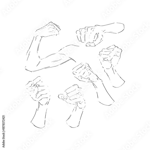 A group of fists in different positions