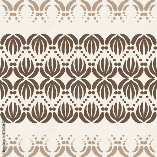 Luxury Ivory and Antique Gold Abstract Floral Seamless Fabric Pattern