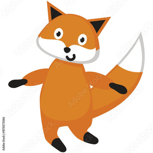 Fox cartoon vector. Cute funny forest animal character icon illustration. Isolated comic mascot flying on white background