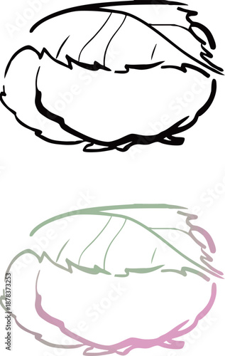 イラスト素材：手描き風桜餅11、さくらもち、和菓子、Japanese sweets, wagashi, vector