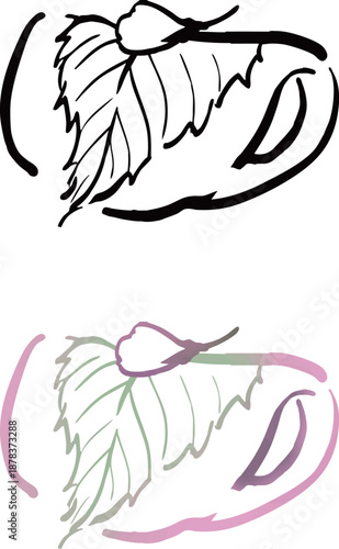 イラスト素材：手描き風桜餅15、さくらもち、和菓子、Japanese sweets, wagashi, vector