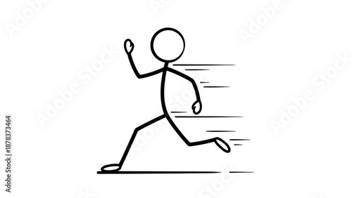 Simple stick figure running with motion lines.