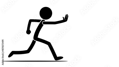 Simple black stick figure running on white background.