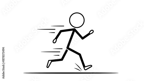 Simple stick figure running with motion lines.