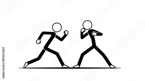 Two stick figures engaged in a fierce boxing match.