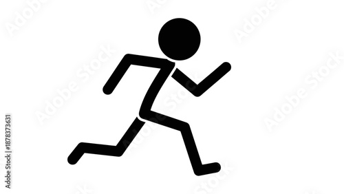 Simple black silhouette of a person running on white background.