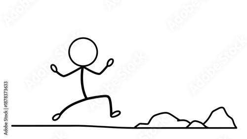 Simple stick figure running down a hill.