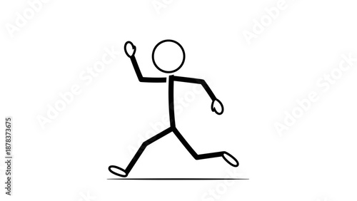 Simple stick figure running with arms outstretched.