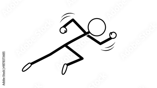 Simple stick figure running quickly with dynamic motion lines.