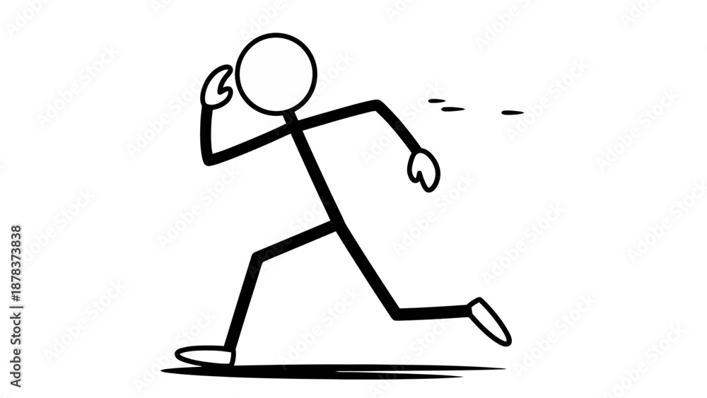 Obraz premium Simple stick figure running with dynamic motion.