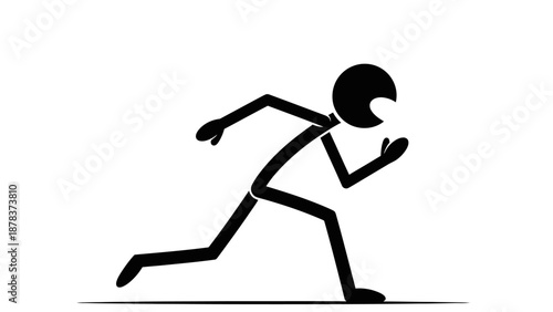Simple black stick figure running on white background.