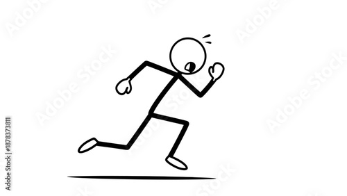 Simple stick figure running with dynamic motion and energy.
