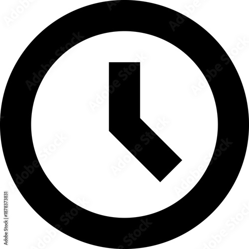 Simple black and white clock icon representing time and deadlines.