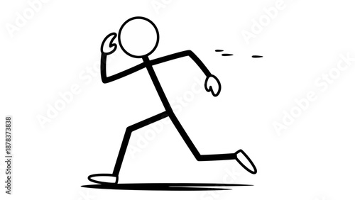 Simple stick figure running with dynamic motion.