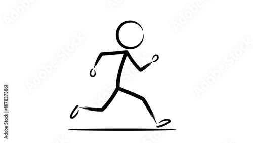 Simple stick figure running illustration on white background.
