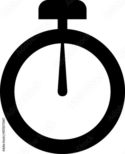 Simple black and white stopwatch icon representing time measurement.