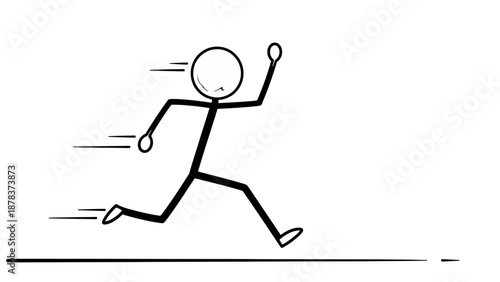 Simple stick figure running with motion blur effect.