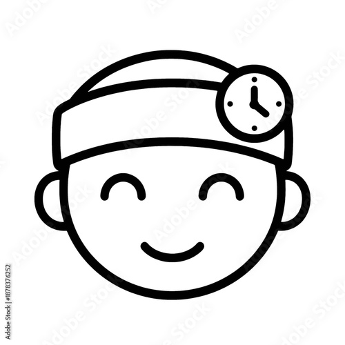 Line icon of a child wearing a smartwatch.