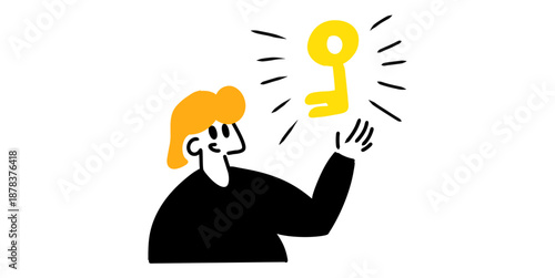 Found key illustration vector for solution concepts. Ideal for unlocking secrets, solving problems, discovering answers, and successful search visuals.