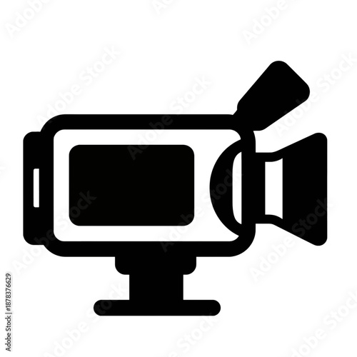 Video camera icon in line art style.