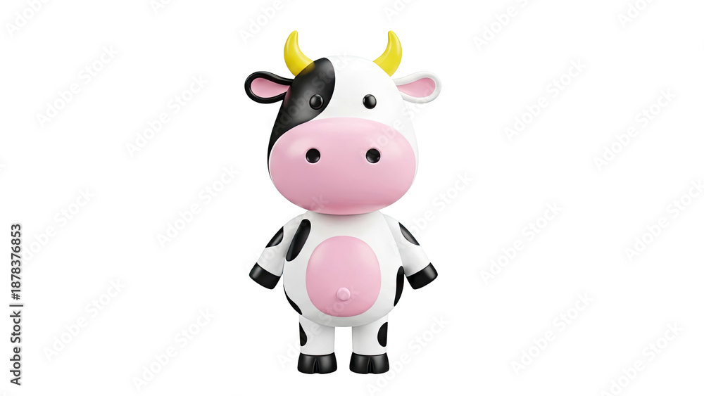 Fototapeta premium Cute 3D Cartoon Cow