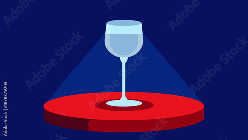A Celebratory Vector Illustration of a Champagne Glass on a Red Podium Under a Dramatic Spotlight