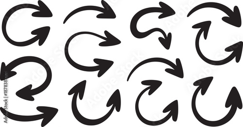 Black Arrows on White Background circular