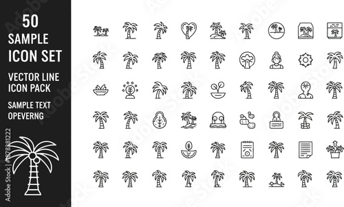 Palm Tree Icons Set Tropical Nature And Summer Symbols