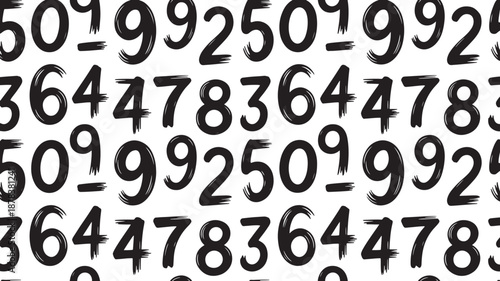 Black handwritten numbers on white background black numbers numeric symbols
