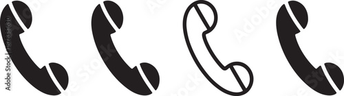 Black telephone on white background communication desig