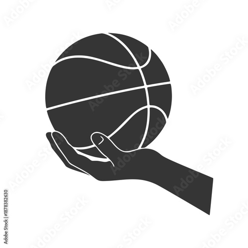 バスケットボールを持つ手のシルエットアイコン
