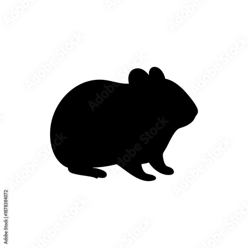 Hamster silhouette vector isolated on white background. Cute rodent or guinea pig profile icon for pet shop logo, animal care, and minimalist design.