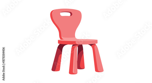 Small red plastic chair designed for children is shown from a side perspective against a clean white background area for furniture marketing.