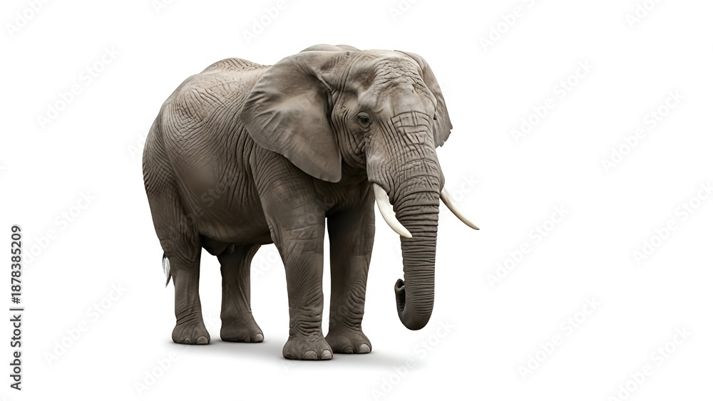 Fototapeta premium African Elephant Isolated on White Background