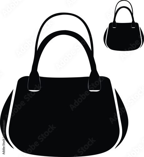 Handbag Silhouette Icon Elegant Women Purse Vector Illustration