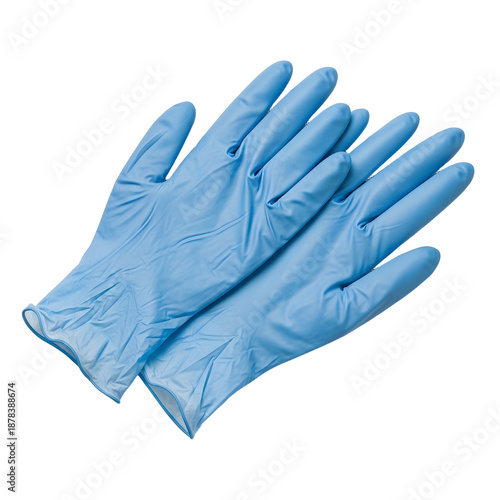 Blue Disposable Gloves Isolated on White Background