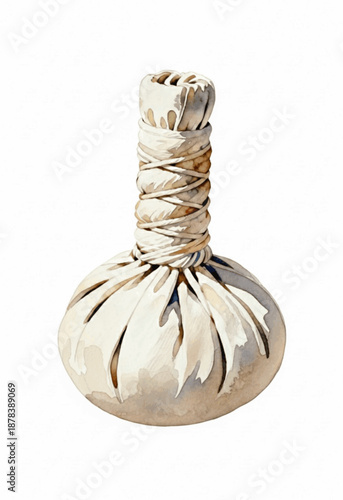 Spa & Wellness Thai Herbal Compress Ball isolated watercolor vector illustration svg
