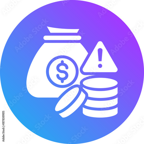 Financial risk icon for management crisis, website, application, printing, document, poster design, etc