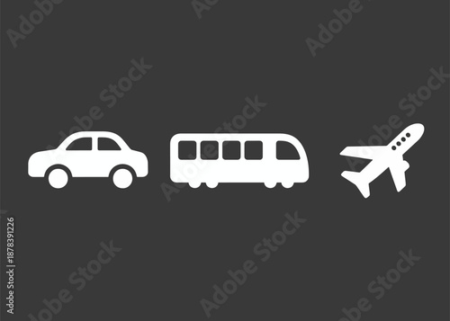 Icon Set Travel Transportation Collection Illustrator Artwork Creative Design Template 