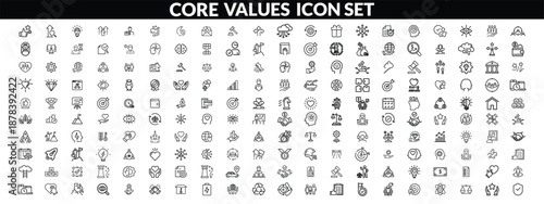 Core values 50 icon set. Full Vector Outline Style Icons. Vector Stock illustration